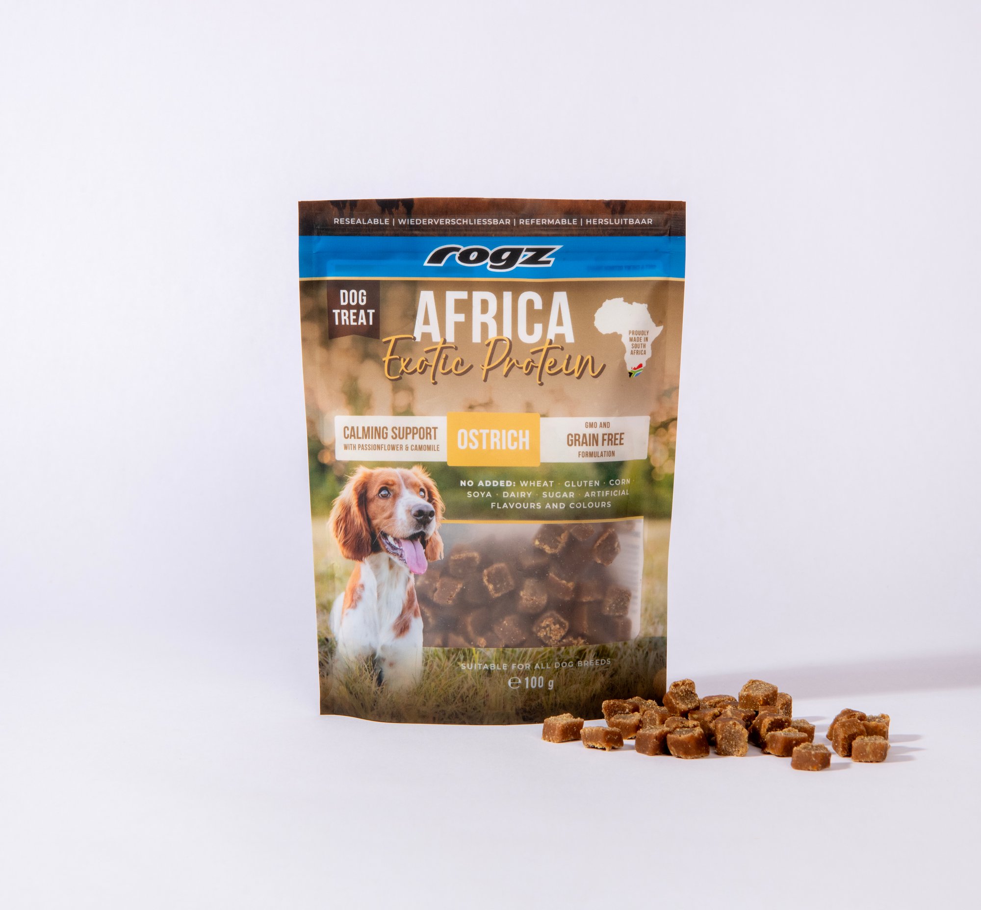 DTAEC100-O_Africa Exotic Protein_Calming Support Treat_Ostrich_Glory_1 DTAEC100-O_Africa Exotic Protein_Calming Support Treat_Ostrich_Glory_1